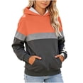 thumbnail image 1 of Ohufall 3-14Y Color Block Hooded Sweatshirt for Girls Kangaroo Pocket Long Sleeve Tops Comfort Fashion Casual Sweatshirts, 1 of 5