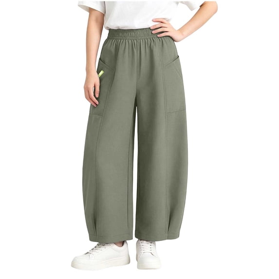 Ohufall 3-15Y Toddler Girls Boys Sweatpants Solid Color Cuffed Pants with Elastic Waist Casual Winter Trousers