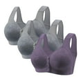thumbnail image 1 of Ohufall 3-Packs Plus Size Bras for Women Soild Wire Free Push Up Underwear One-Piece Bra Comfort Everyday Underwear Bras 36B/C-50B/C, 1 of 2