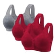 thumbnail image 1 of Ohufall 3-Packs Plus Size Bras for Women Soild Wire Free Push Up Underwear One-Piece Bra Comfort Everyday Underwear Bras 36B/C-50B/C, 1 of 2