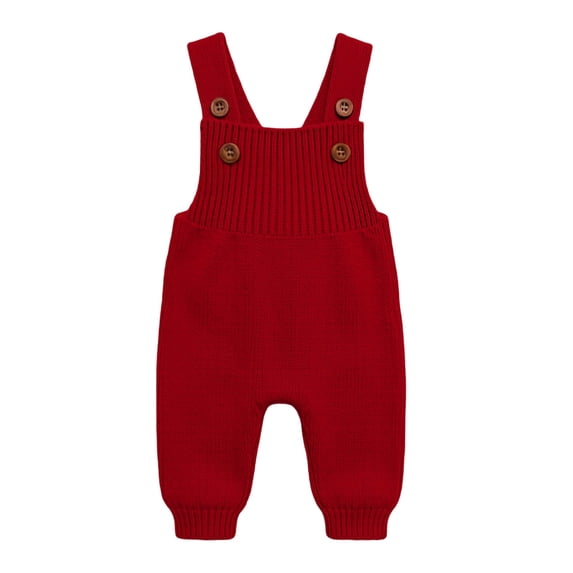 Ohufall 3M-3Y Boys Girls Baby Jumpsuit Cute Button Knit Pants Comfort Autumn Casual Overalls