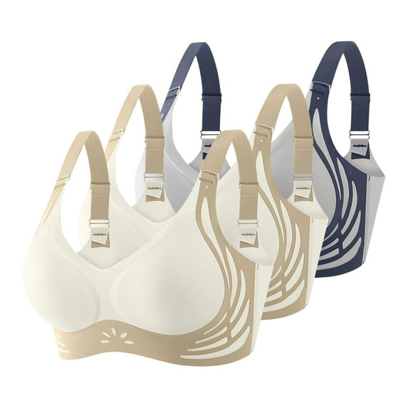 Ohufall 3PC Women's Seamless Wireless Everyday Bras Comfortable Full Coverage Wire Free Bralettes Lightly Lined Bra with Soft Support