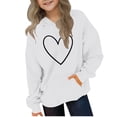 thumbnail image 1 of Ohufall 4-14T Oversized Fleece Sweatshirt for Kids Boys Girls Hooded Heart Print Top Kangaroo Pocket Loose Fashion Casual Sweatshirts, 1 of 4