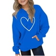 thumbnail image 1 of Ohufall 4-14T Oversized Fleece Sweatshirt for Kids Boys Girls Hooded Heart Print Top Kangaroo Pocket Loose Fashion Casual Sweatshirts, 1 of 4
