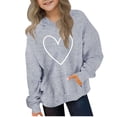 thumbnail image 1 of Ohufall 4-14T Oversized Fleece Sweatshirt for Kids Boys Girls Hooded Heart Print Top Kangaroo Pocket Loose Fashion Casual Sweatshirts, 1 of 4
