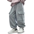 thumbnail image 1 of Ohufall 5-14Y Girls and Boys Sweatpant Winter Elastic Waist Sweatpants with Multi Pockets Wide Leg Trousers, 1 of 8