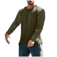 thumbnail image 1 of Ohufall Athletic Running Shirts for Men Plus Size Solid Casual Long Sleeve Henley Shirt Mens Lightweight Loose Outdoor Workout Tops, 1 of 4