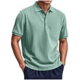 thumbnail image 1 of Ohufall Big and Tall T-shirts for Men Ribbed Button Turn-down Collar Casual Tees Short Sleeve Loose Summer Tops, 1 of 5
