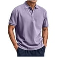 thumbnail image 1 of Ohufall Big and Tall T-shirts for Men Ribbed Button Turn-down Collar Casual Tees Short Sleeve Loose Summer Tops, 1 of 5