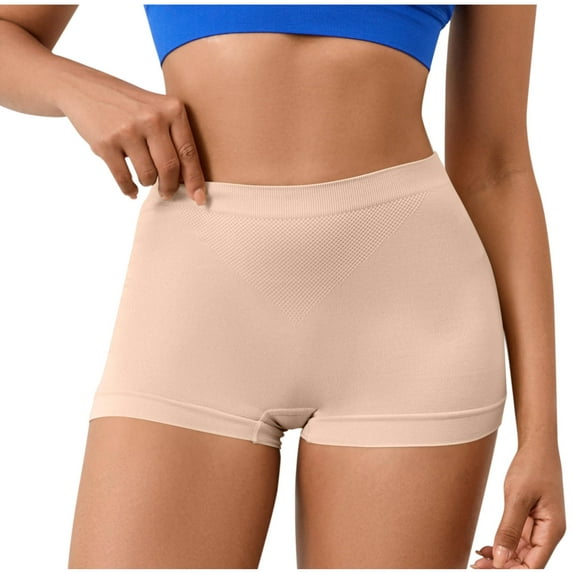 Ohufall Boxer Underwear For Women Seamless Boyshorts Panties Full Coverage Soft Stretch Boxer Briefs Fake Hip Pants With Sponge Waist Pad Briefs