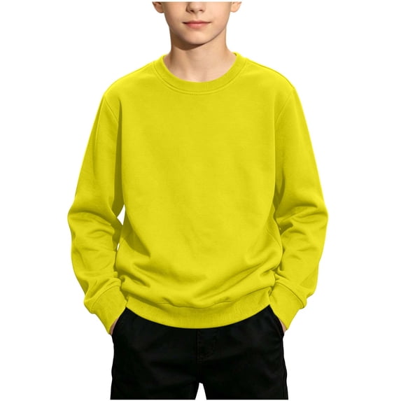 Ohufall Boys Girls Kids Sweatshirts Hooded Crew Neck Long Sleeve Top Thin Pullover Solid Color Casual Sweatshirt 1-13Y