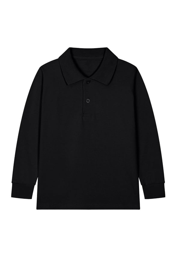 Boys School Shirts 2-15 Years, Toddler Baby Boys Long Sleeve Pullover Tops Kids Solid Color Casual Button Lapel School Uniform