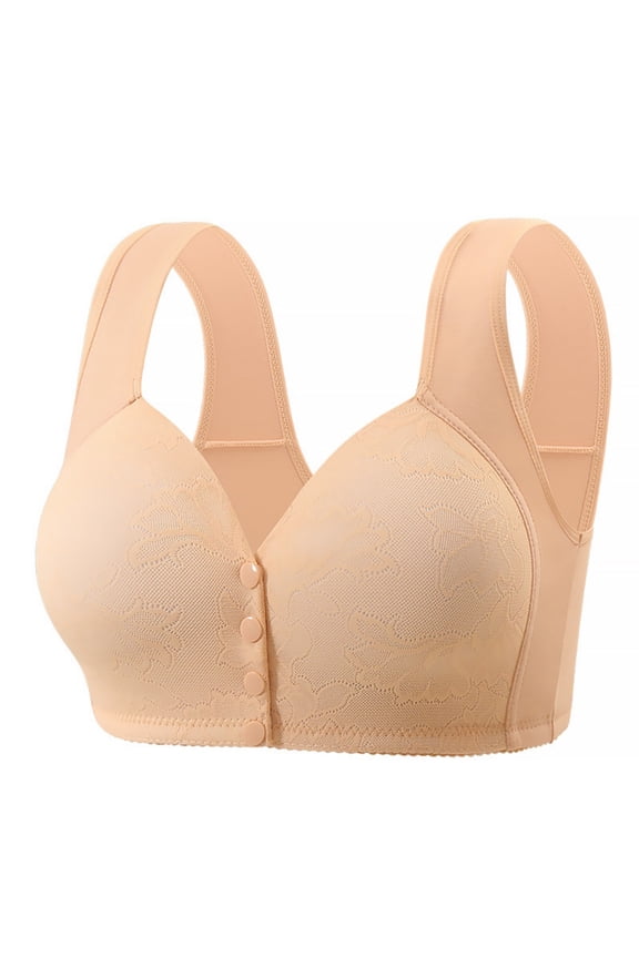 Bras for Older Women, Seniors Wireless Front Closure Push Up Bras Plus Size Full Coverage Comforta Everyday Bra, 36B/C-50B/C