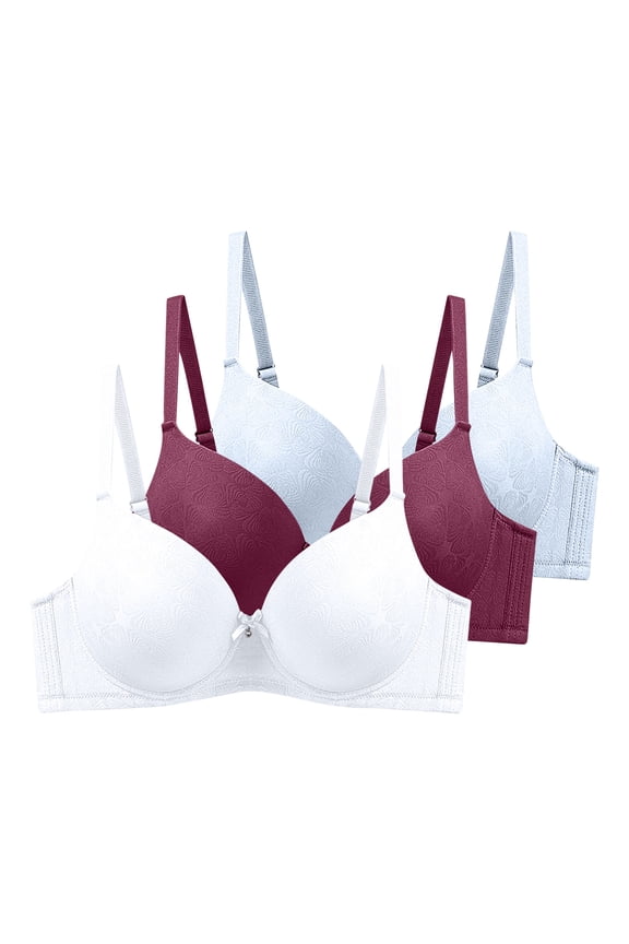 Bras for Women Lift T-shirt Bras Seamless Full Coverage Bralettes Stretch Everyday Bras 3 Pack, 38B/C-48B/C