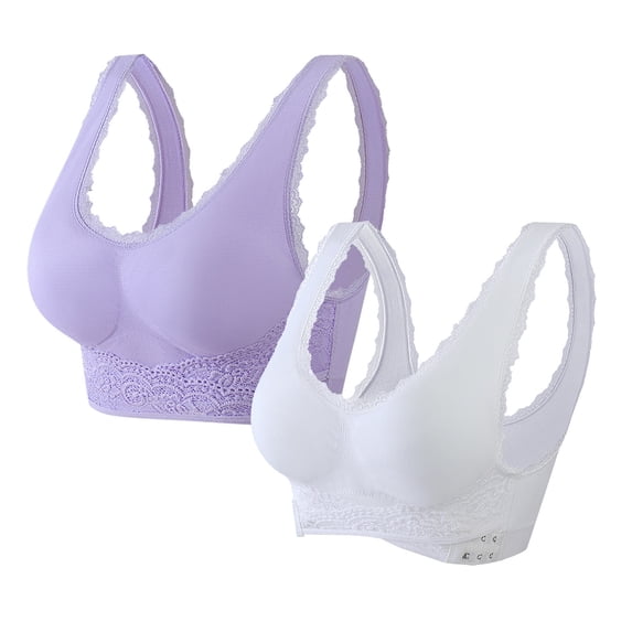 Ohufall Breathable Bras for Women Cool! 2PC Ladies Traceless Comfortable No Steel Ring Vest Gathering Bra Woman Underwear