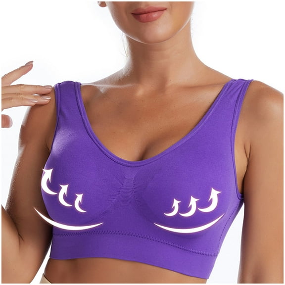 Ohufall Breathable Bras for Women Cool! Ladies Traceless Comfortable One-piece No Steel Ring Vest Gathering Bra Woman Underwear