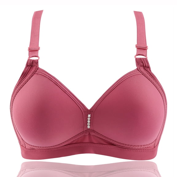 Ohufall Breathable Bras for Women Cool! Women Bras Double Breasted Comfortable Base Solid Non-Steel Ring Non-Magnetic Buckle Underwear