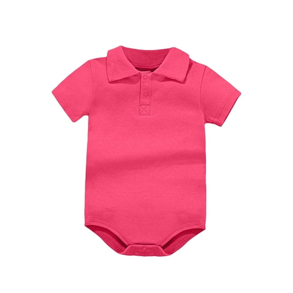 Ohufall Button Front Cotton Baby Onesie, Multi Color Short Sleeve Toddler Daily Crawling Bodysuit 0-24M