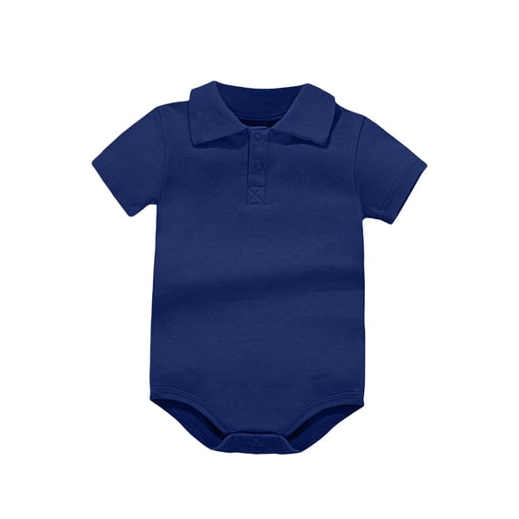 Ohufall Button Front Cotton Baby Onesie, Multi Color Short Sleeve Toddler Daily Crawling Bodysuit 0-24M