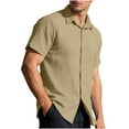 thumbnail image 1 of Ohufall Button Front Shirts for Men Turn-down Collar Short Sleeve Casual Shirts Summer Lightweight Plus Size Tops, 1 of 4