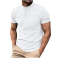 thumbnail image 1 of Ohufall Button Henley Shirts for Men Solid Comfy Short Sleeve Tee Shirts Casual Pullover Lightweight Tops, 1 of 5