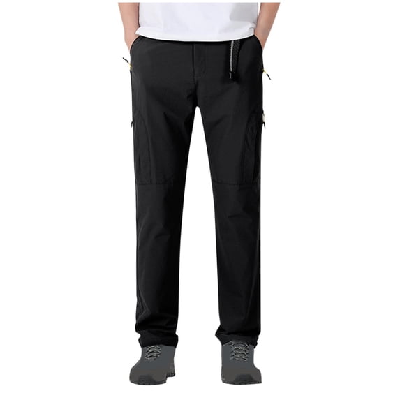 Ohufall Cargo Pants for Men Plus Size Stretch Loose Fit Multi-Pocket Hiking Pants Lightweight Quick-drying Outdoor Camping Pants with Adjustable Waistband