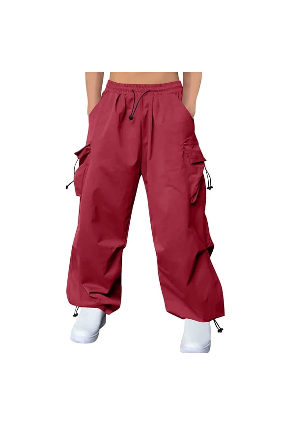 Cargo Pants for Men Summer Casual Loose Fit Hip-Hop Harem Pants Fashion Solid Elastic High Waist Drawstring Trousers with Pockets