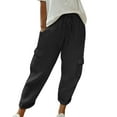 thumbnail image 1 of Ohufall Cargo Pants for Women Solid Casual Jogger Pants Fashion Loose Drawstring Elastic Waist Long Pants with Multi Pockets, 1 of 5