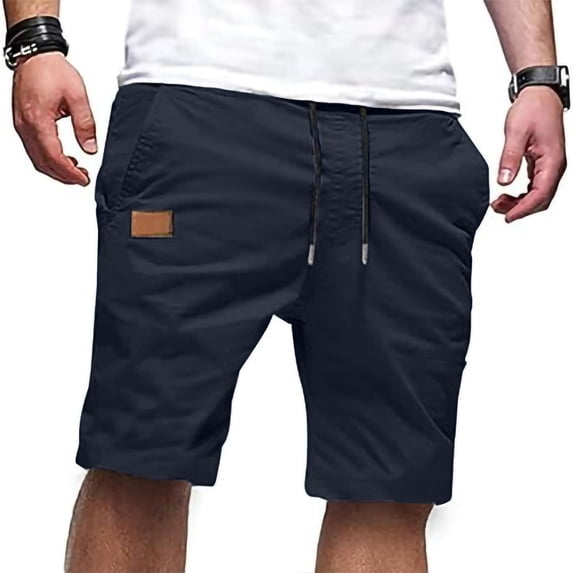 Ohufall Cargo Shorts for Men Plus Size Bermuda Shorts Joggers Sweatpants Shorts Loose Fit Knee Length With Pocket Straight Drawstring Elastic Waist Shorts