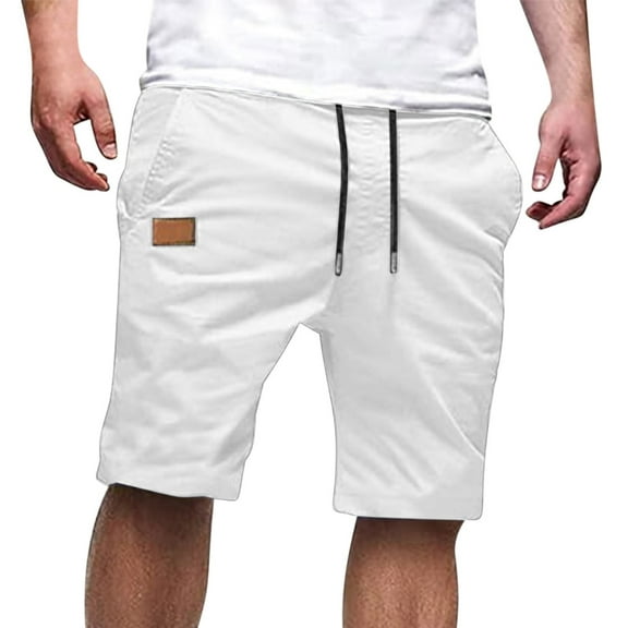 Ohufall Cargo Shorts for Men Plus Size Bermuda Shorts Joggers Sweatpants Shorts Loose Fit Knee Length With Pocket Straight Drawstring Elastic Waist Shorts