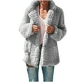 thumbnail image 1 of Ohufall Coats For Women Plus Size Winter Warm Loose Plush Hooded Jacket Coat Clearance, 1 of 4