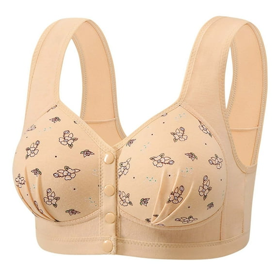 Ohufall Comfortable Bras, Seamless Wire Free Everyday Bras for A to D Cups, V Neck Soft and Light Basic Bras for Women