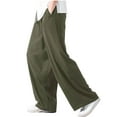 thumbnail image 1 of Ohufall Cotton Pants for Men Plus Size Solid Casual Elastic Waist Outdoor Jogger Pants Men's Loose Fit Comfy Wide Leg Pants, 1 of 4