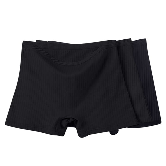 Ohufall Cotton Underwear for Women Plus Size Solid Color High Waist Boyshorts Panties Women's Soft Comfy Leak-Proof Period Boxer Briefs, 3-Pack