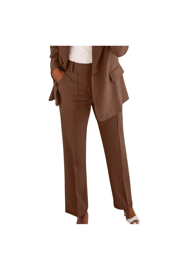 Dress Pants for Women Plus Size Fashion Casual Pockets High Waist Slacks Women's Solid Slim Fit Straight Leg Business Pants
