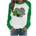 thumbnail image 1 of Ohufall Fall Clothes Fashion Women's Spring Patchwork St. Patrick's Day Printed Long Sleeves Round Neck Casual Tee Casual Loose Pullover Tops, 1 of 4