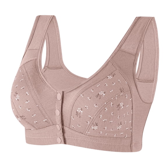 Ohufall Front Closure Wire Free Bras for Women 2025,Plus Size Comfort Push Up Bra Full-Coverage Wireless Brassiere Lightly Lined Breathable Bralettes Everyday Underwear