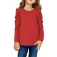 thumbnail image 1 of Ohufall Girls Long Sleeve T-Shirts Kids Cute Solid Causal Pullover Tunic Tops Loose Comfortable Crew Neck Blouse for Teen Girls, 3-14 Years, 1 of 7