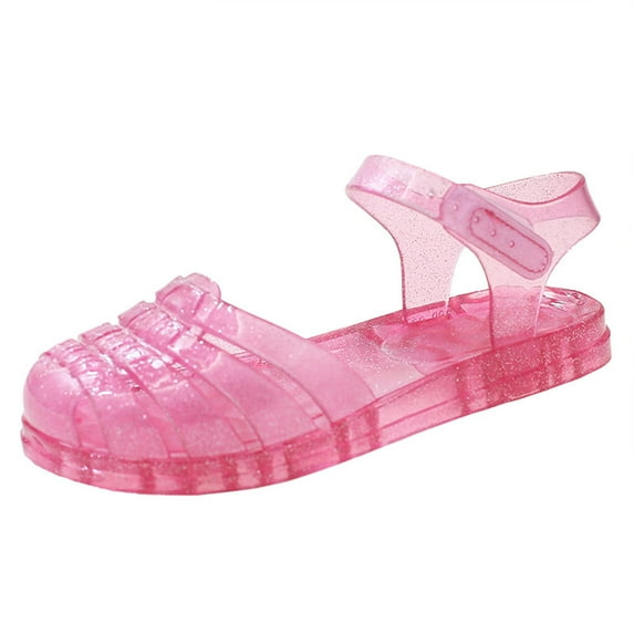Ohufall Girls Sandals Toddler Shoes Baby Girls Cute Fruit Jelly Colors Hollow Out Non-slip Soft Sole Beach Roman Sandals Clearance