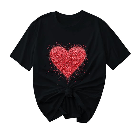Ohufall Graphic Tees for Women Fashion Women Valentine's Day Print Short Sleeve T-shirt Novelty Graphic Tops