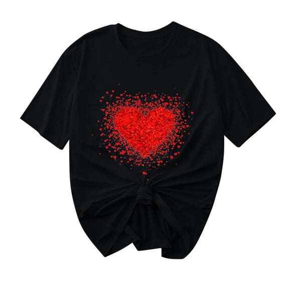 Ohufall Graphic Tees for Women Fashion Women Valentine's Day Print Short Sleeve T-shirt Novelty Graphic Tops