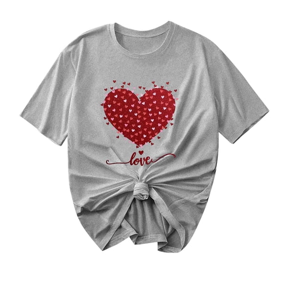 Ohufall Graphic Tees for Women Fashion Women Valentine's Day Print Short Sleeve T-shirt Novelty Graphic Tops