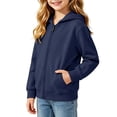 thumbnail image 1 of Ohufall Hooded Sweatshirt Jacket for Girls Boys Zipper Long Sleeve Top with Pocket Versatile Solid Color Casual Sweatshirts 1-11T, 1 of 6