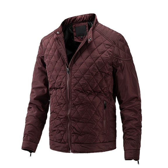Ohufall Jackets For Men And Winter Casual Plus Velvet Stand Collar Diamond Cotton Jacket Tooling Coat Cotton Jacket on Clearance