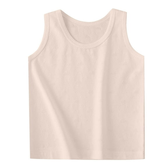 Ohufall Kids Cotton Tank Tops for Baby Boys & Girls 2-17 Month, Summer Cool Breathable Crew Neck Undershirts Toddler Boys Girls Cute Solid Casual Sleeveless Tops