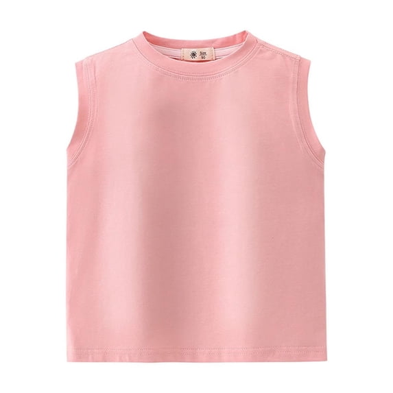 Ohufall Kids Girls & Boys Tank Tops 2-10, Summer Solid Color Comfy Round Neck Cotton Undershirts Fashion Casual Sleeveless Shirts for Toddler Boys Girls