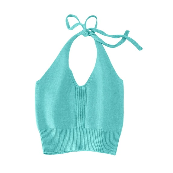 Ohufall Kids Girls Cami Tank Tops 2-14, Summer Solid Color Breathable Outdoor Sport Knitted Camisoles Fashion Casual Sleeveless Halter Undershirts for Teen Girls