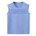 thumbnail image 1 of Ohufall Kids Girls Sleeveless Undershirts Summer Solid Casual Round Neck Tanks Teen Girls Cute Loose Fit Front Pleated Pullover Tank Tops, 5-14 Years, 1 of 8