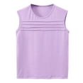 thumbnail image 1 of Ohufall Kids Girls Sleeveless Undershirts Summer Solid Casual Round Neck Tanks Teen Girls Cute Loose Fit Front Pleated Pullover Tank Tops, 5-14 Years, 1 of 3