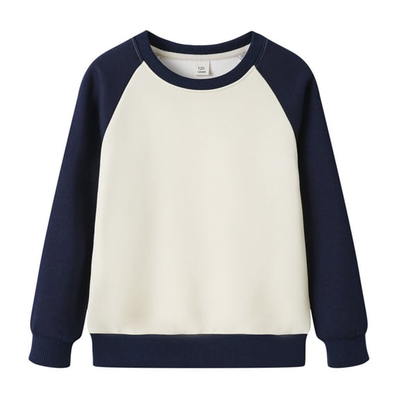 Ohufall Kids Long Sleeve T-Shirt for Boys Girls, Fashion Casual Color Block Pullover Sweatshirts Relaxed Fit Comfortable Round Neck Tee Tops for Children, 3-12 Years